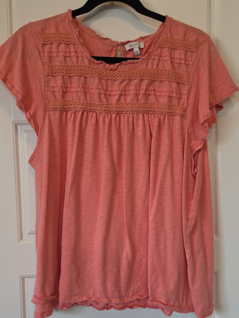 Ella Moss Coral Lace-Yoke Women's Top - XXL